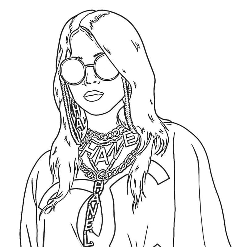 Fise de colorat cu Desenează Billie Eilish gratuit pentru copii