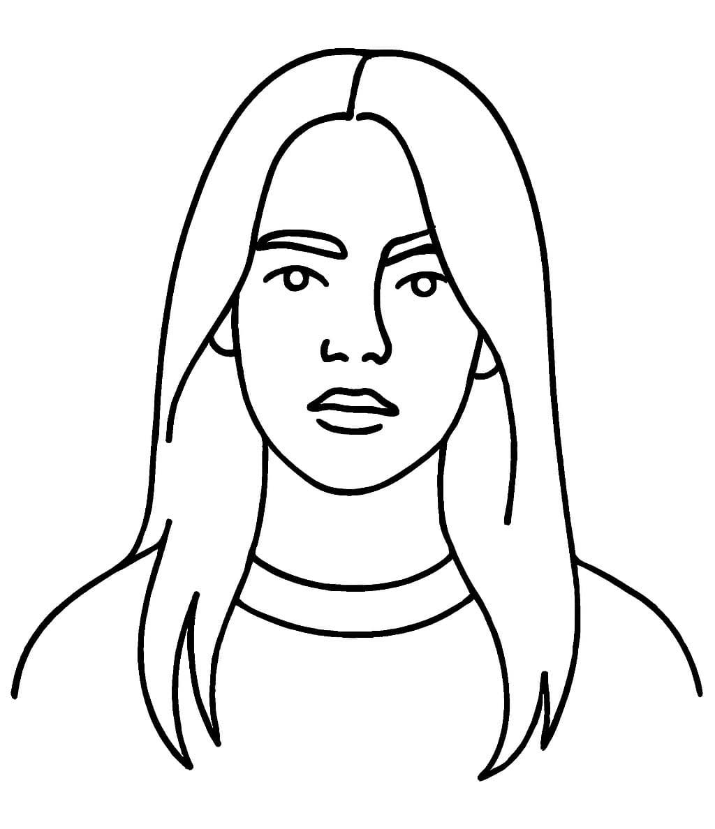 Fise de colorat cu Desenează Billie Eilish gratuit simplu