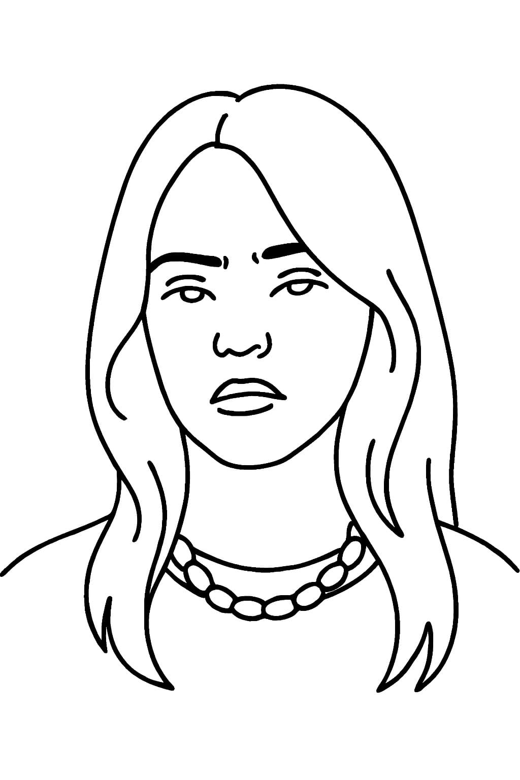 Fise de colorat cu Desenează Billie Eilish gratuit uşor