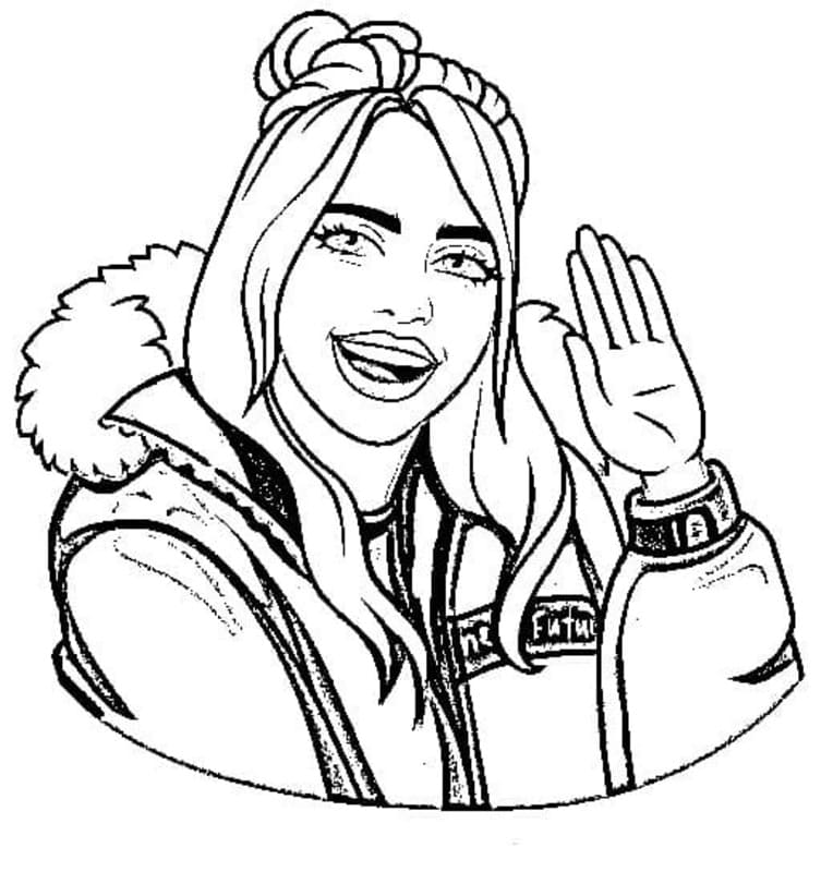 Fise de colorat cu Desenează Billie Eilish imprimabil gratuit bazic