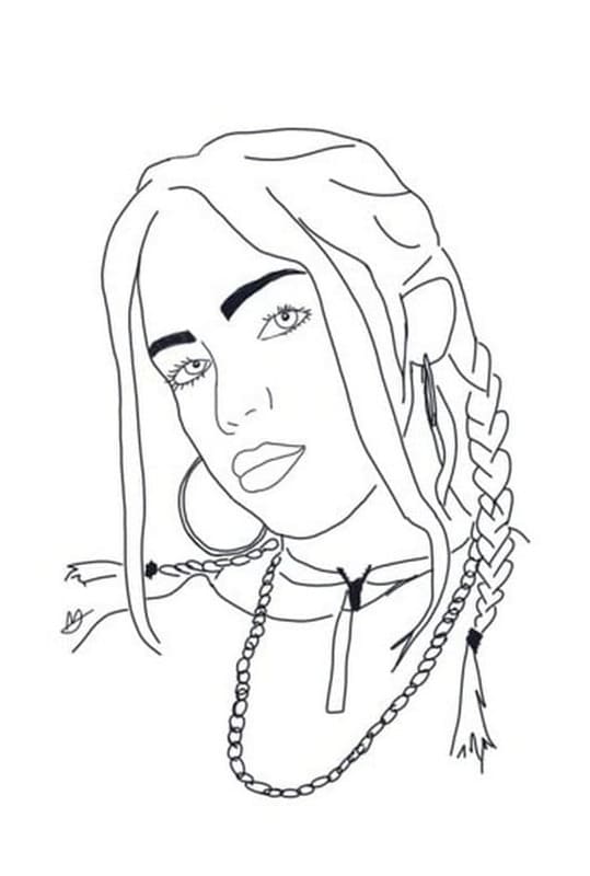 Fise de colorat cu Desenează Billie Eilish imprimabil gratuit