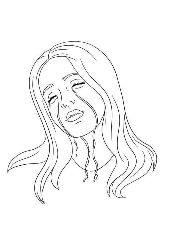 Fise de colorat cu Desenează Billie Eilish imprimabil simplu