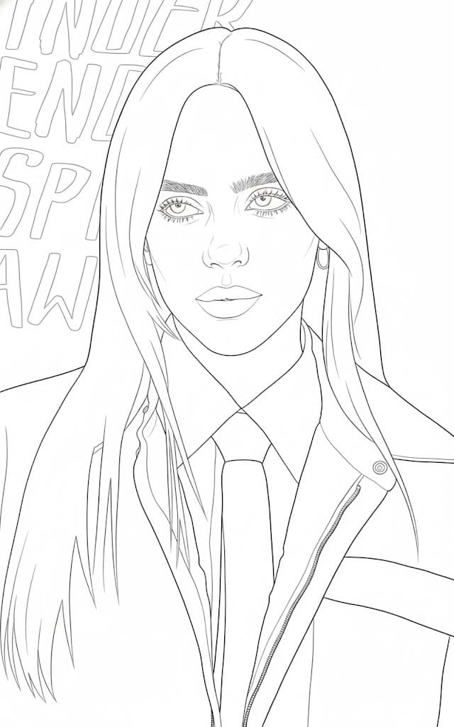 Fise de colorat cu Desenează Billie Eilish imprimabil