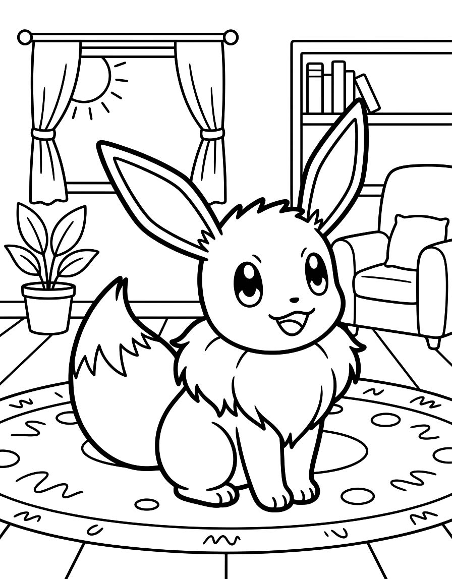 Fise de colorat cu Desenează Eevee imprimabil bazic