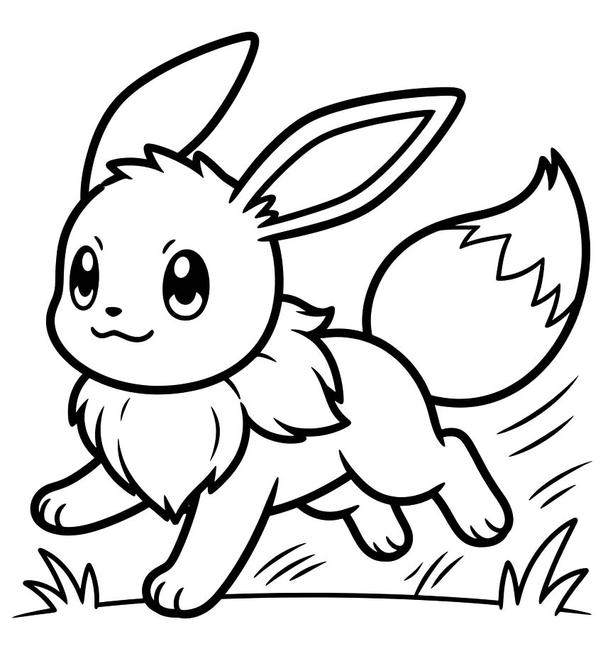 Fise de colorat cu Desenează Eevee imprimabil gratuit bazic