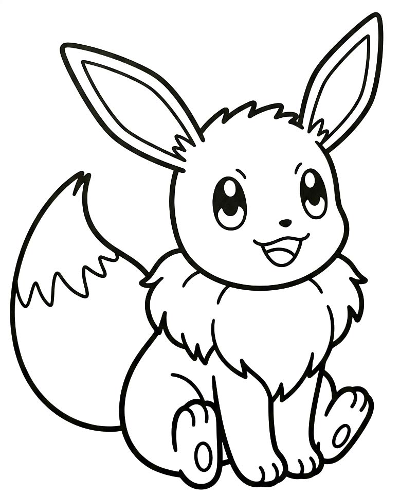 Fise de colorat cu Desenează Eevee simplu la copii