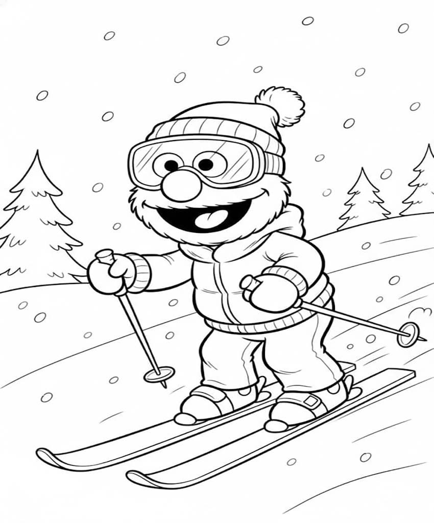 Fise de colorat cu Desenează Elmo imprimabil gratuit simplu