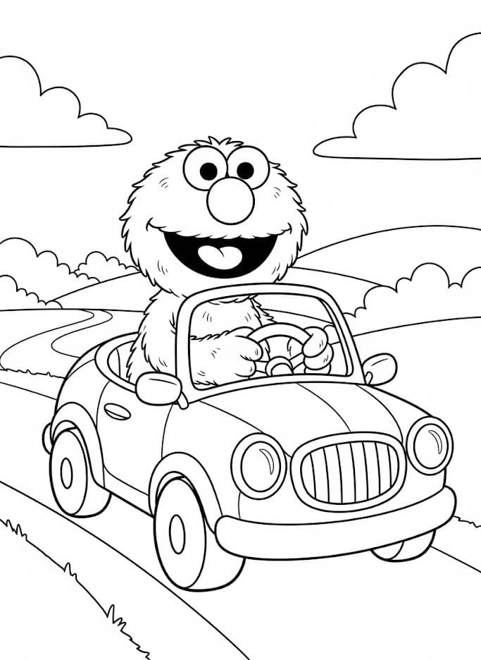 Fise de colorat cu Desenează Elmo imprimabil gratuit uşor