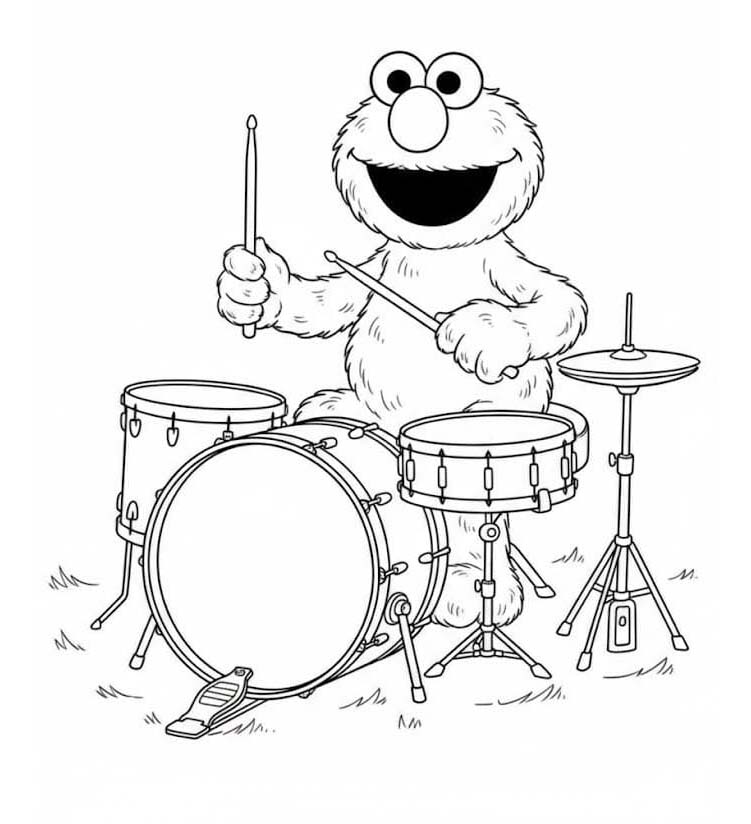 Fise de colorat cu Desenează Elmo imprimabil pentru copii