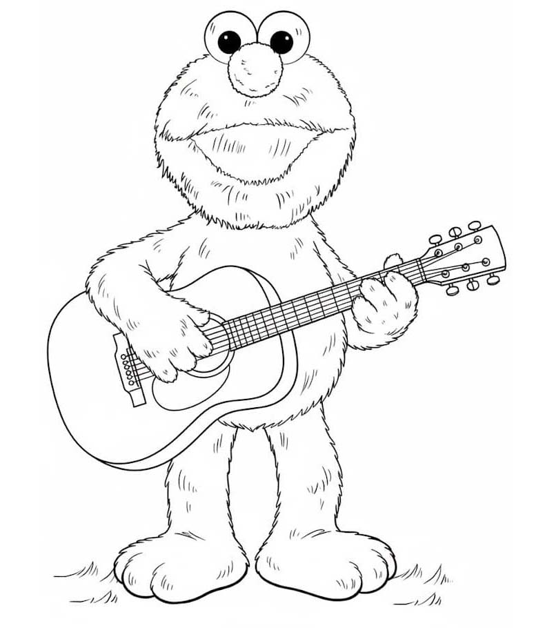 Fise de colorat cu Desenează Elmo uşor