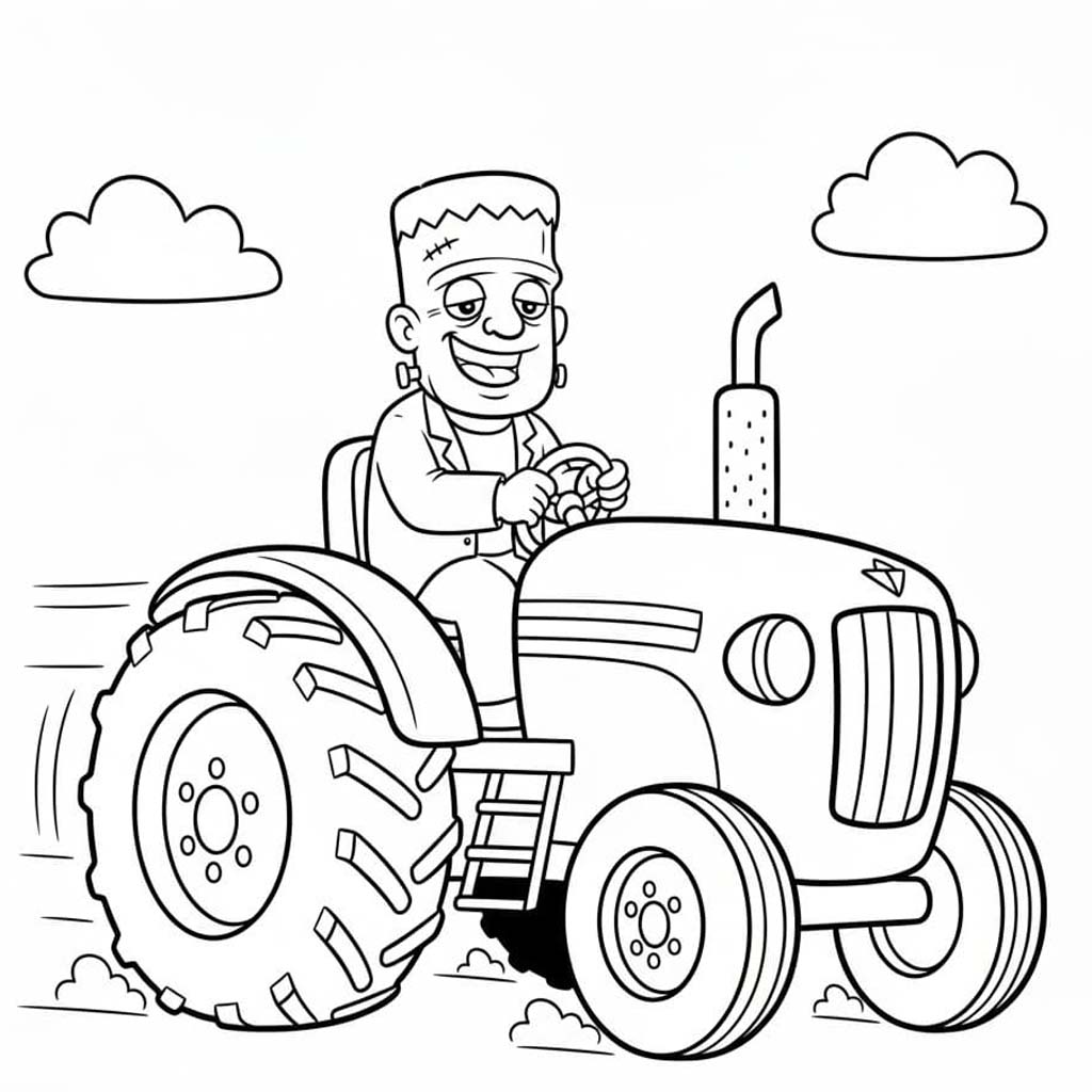 Fise de colorat cu Desenează Frankenstein gratuit simplu