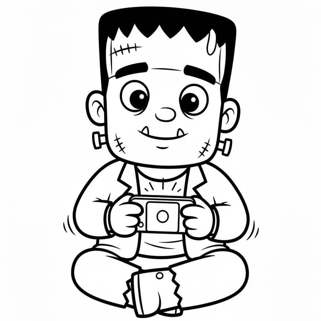 Fise de colorat cu Desenează Frankenstein la copii