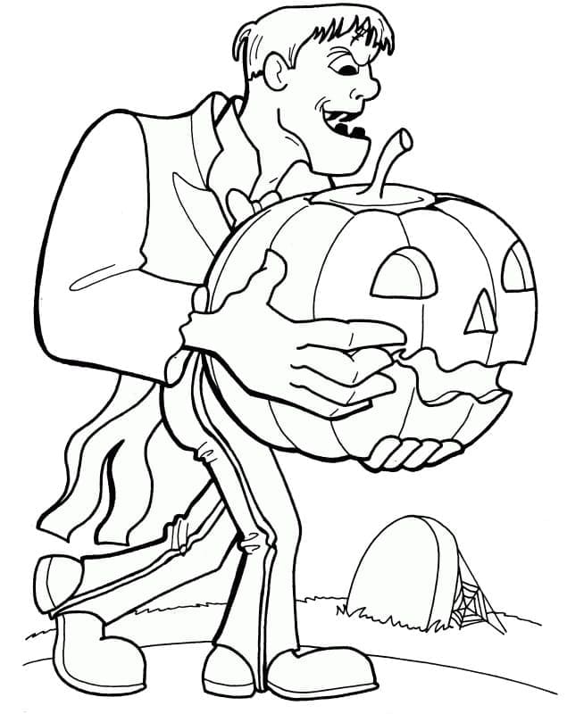 Fise de colorat cu Desenează Frankenstein uşor
