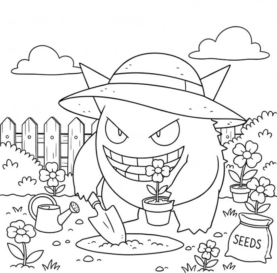 Fise de colorat cu Desenează Gengar gratuit pentru copii