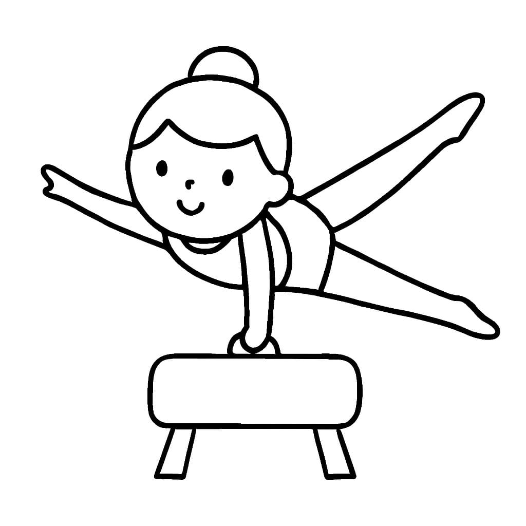Fise de colorat cu Desenează Gimnastică gratuit simplu