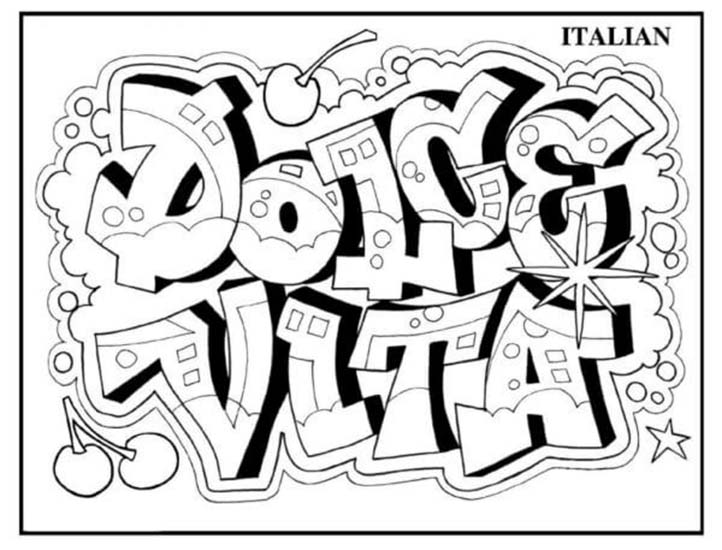 Fise de colorat cu Desenează Graffiti bazic la copii