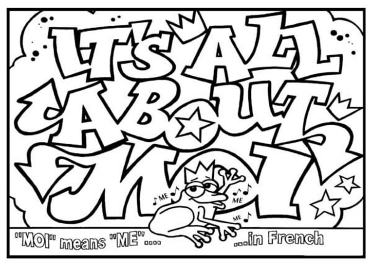 Fise de colorat cu Desenează Graffiti gratuit simplu
