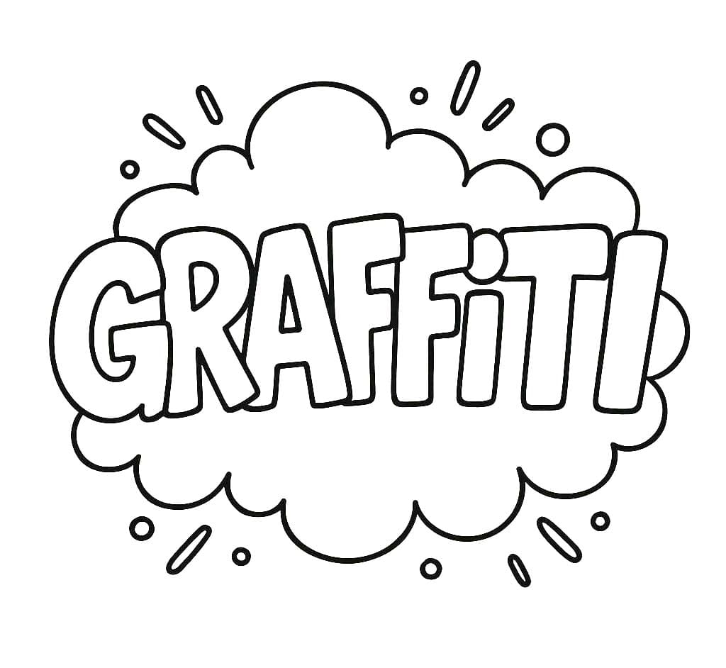 Fise de colorat cu Desenează Graffiti simplu la copii