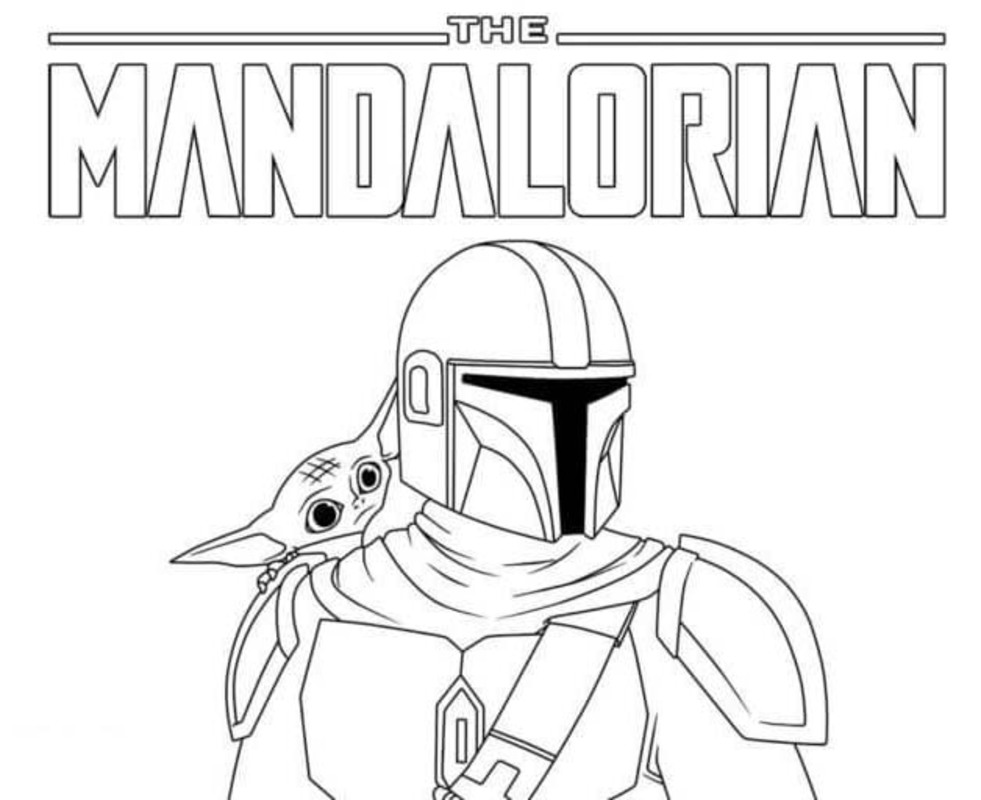 Fise de colorat cu Desenează Mandalorian imprimabil pentru copii