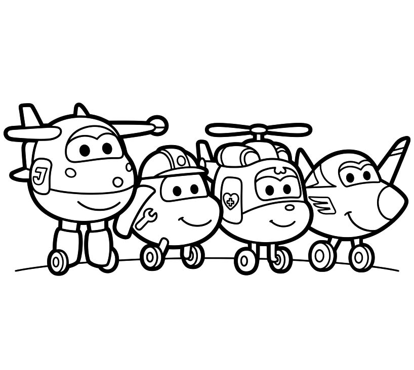 Fise de colorat cu Desenează Super Wings gratuit simplu