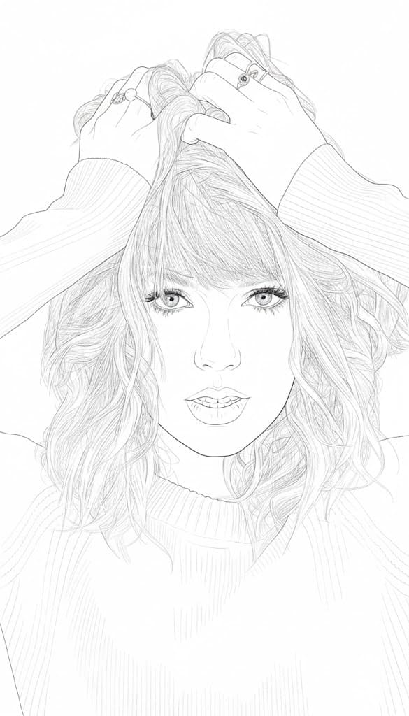 Fise de colorat cu Desenează Taylor Swift bazic