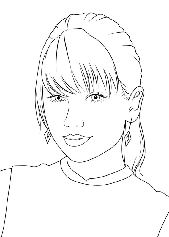 Fise de colorat cu Desenează Taylor Swift gratuit pentru copii