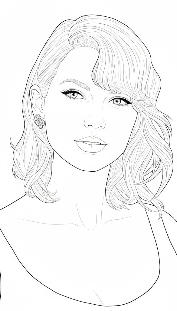 Fise de colorat cu Desenează Taylor Swift gratuit simplu