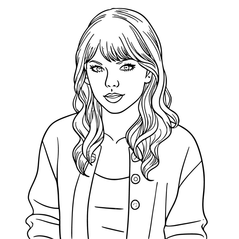 Fise de colorat cu Desenează Taylor Swift imprimabil bazic
