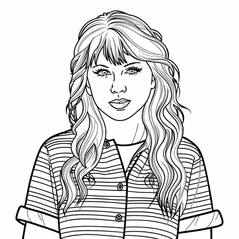 Fise de colorat cu Desenează Taylor Swift imprimabil pentru copii