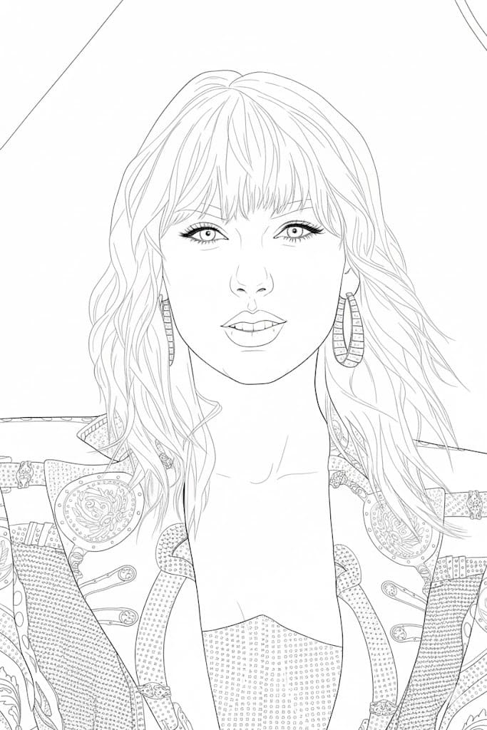 Fise de colorat cu Desenează Taylor Swift imprimabil simplu
