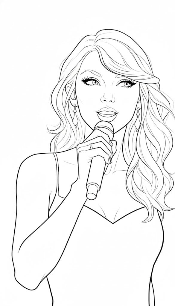 Fise de colorat cu Desenează Taylor Swift imprimabil
