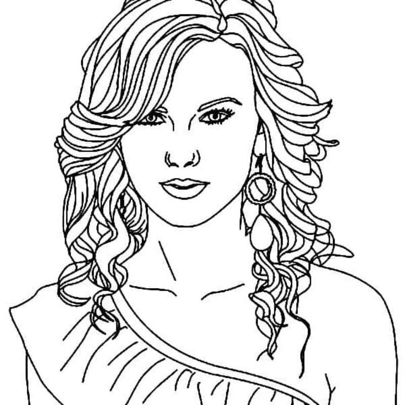 Fise de colorat cu Desenează Taylor Swift la copii