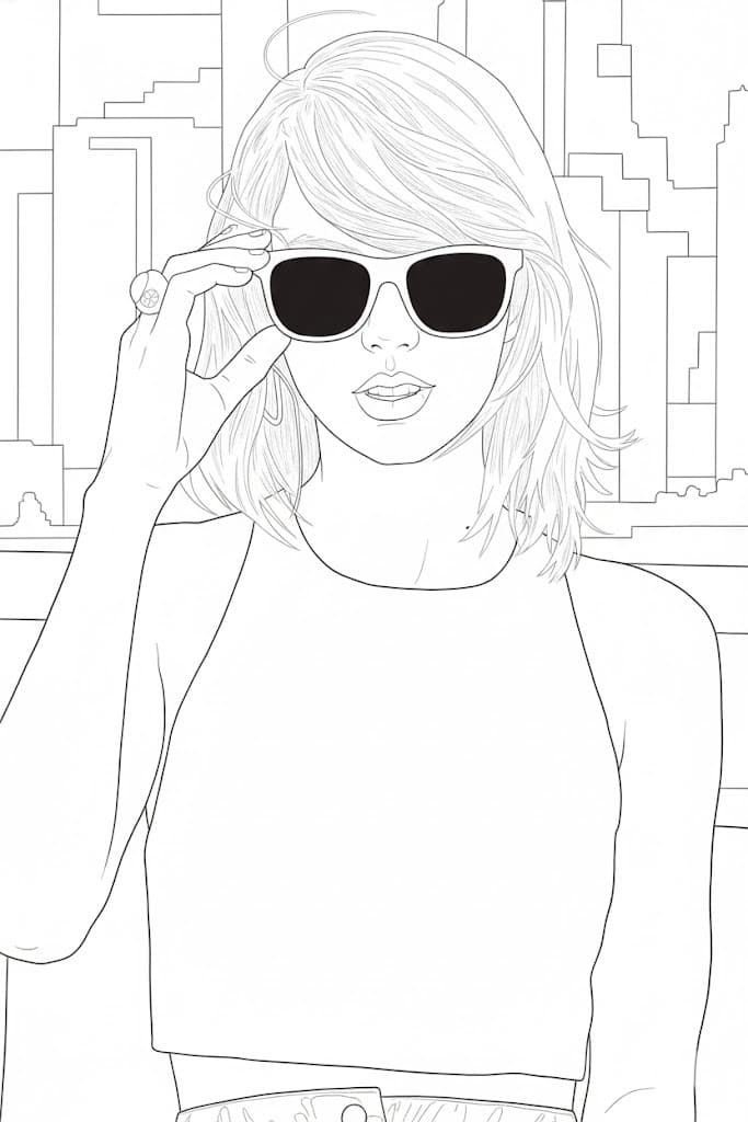 Fise de colorat cu Desenează Taylor Swift uşor la copii