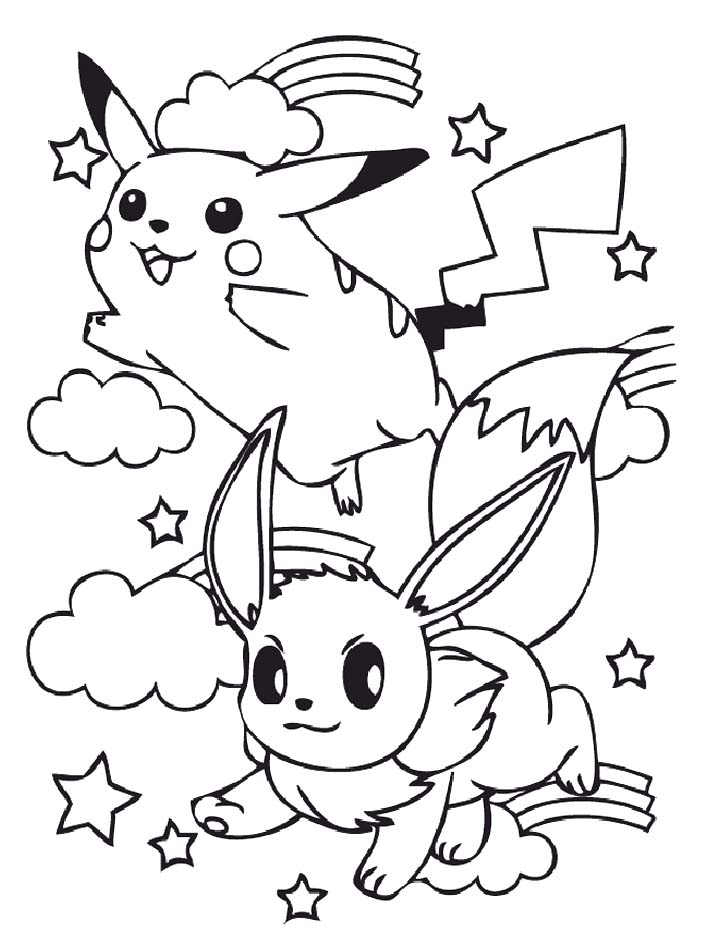 Fise de colorat cu Eevee gratuit bazic