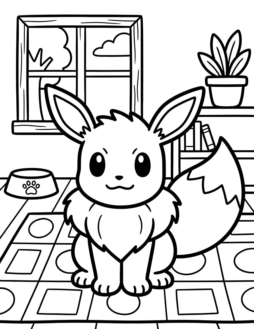 Fise de colorat cu Eevee gratuit ușor