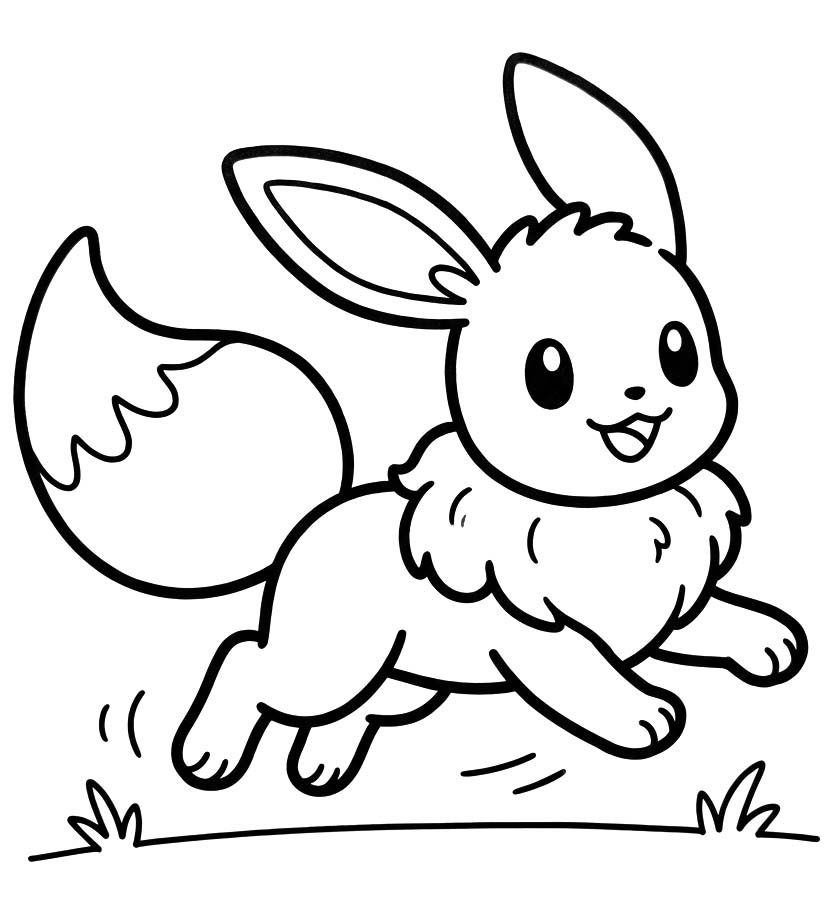Fise de colorat cu Eevee imprimabil bazic