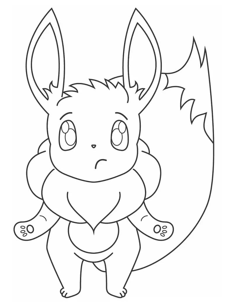 Fise de colorat cu Eevee imprimabil gratuit bazic