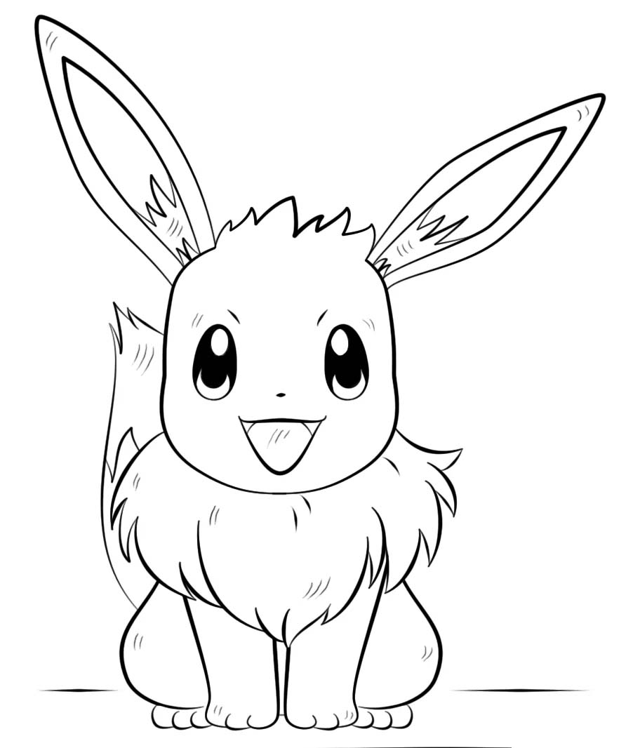 Fise de colorat cu Eevee imprimabil gratuit simplu