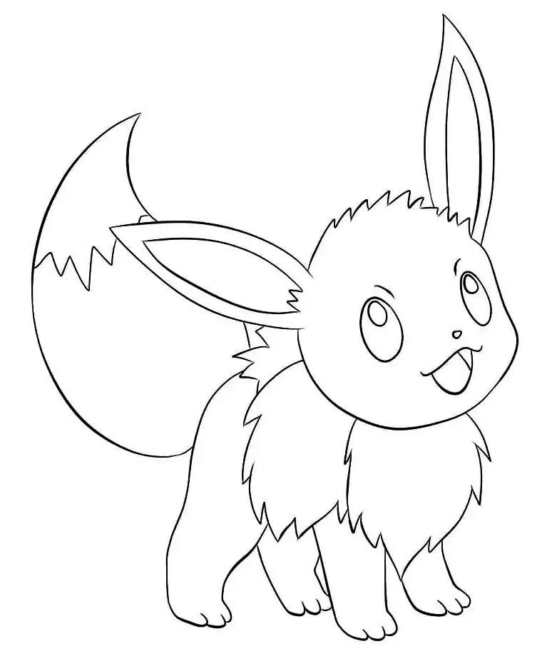 Fise de colorat cu Eevee imprimabil pentru copii