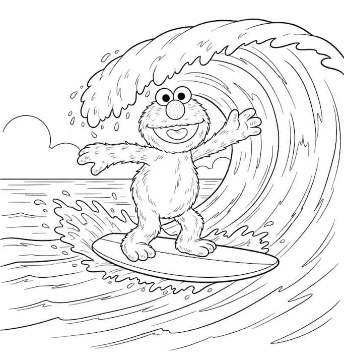 Fise de colorat cu Elmo gratuit simplu