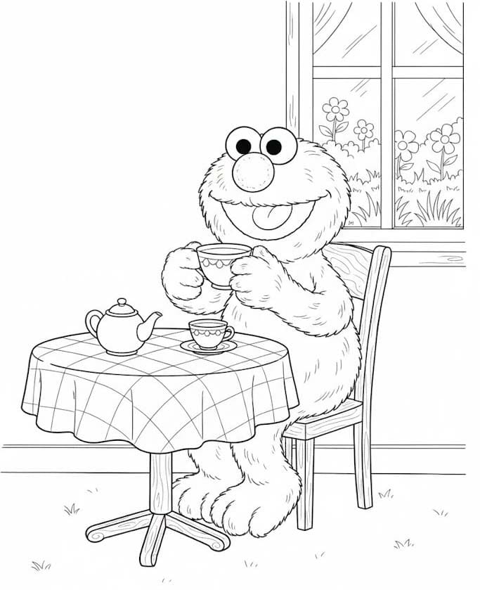 Fise de colorat cu Elmo imprimabil gratuit uşor