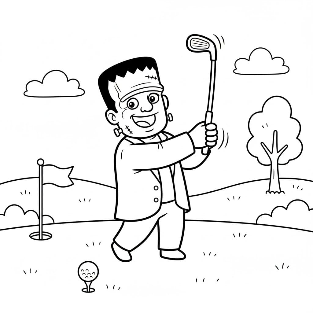 Fise de colorat cu Frankenstein imprimabil gratuit pentru copii