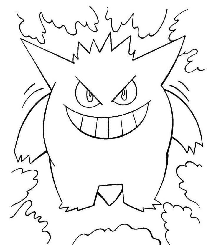 Fise de colorat cu Gengar gratuit simplu