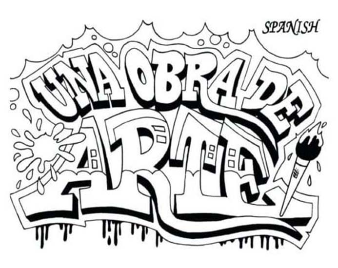 Fise de colorat cu Graffiti imprimabil gratuit bazic