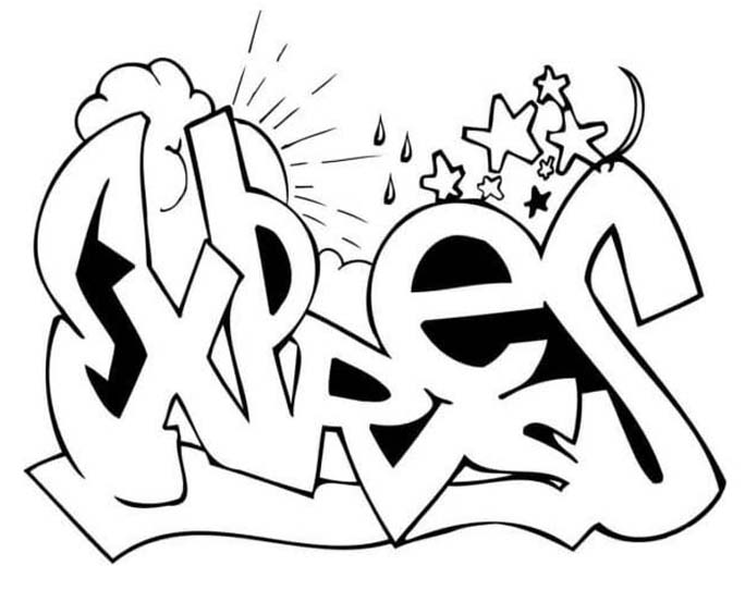 Fise de colorat cu Graffiti imprimabil gratuit uşor