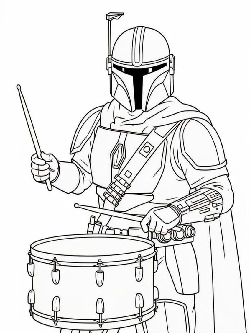 Fise de colorat cu Mandalorian imprimabil
