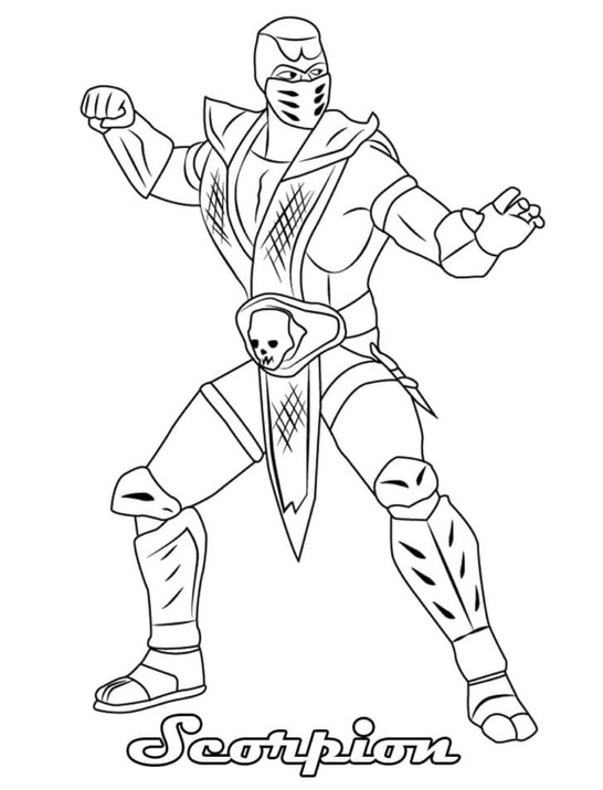 Fise de colorat cu Mortal Kombat imprimabil simplu