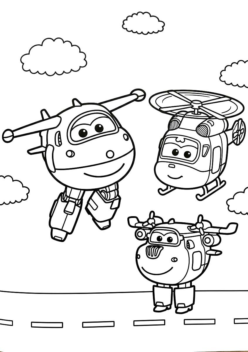 Fise de colorat cu Super Wings bazic la copii