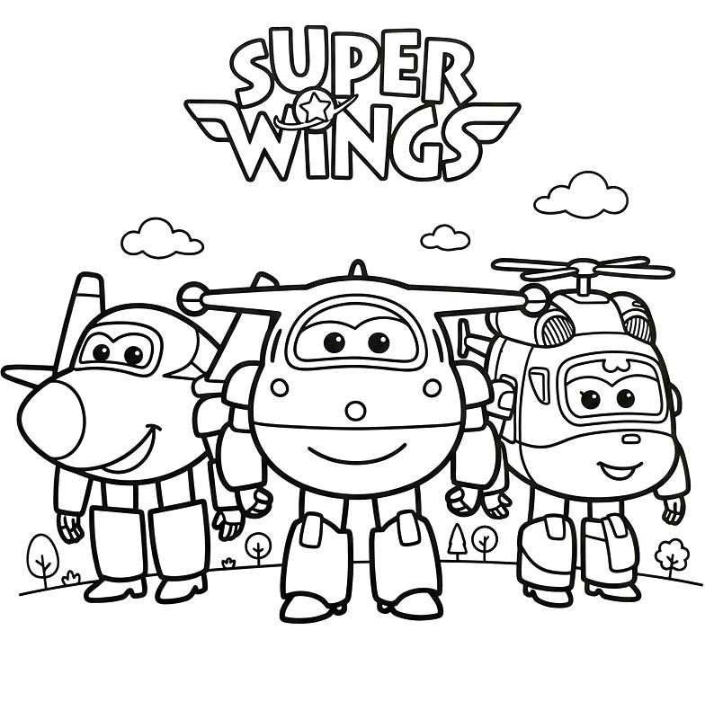 Planse de colorat cu Super Wings