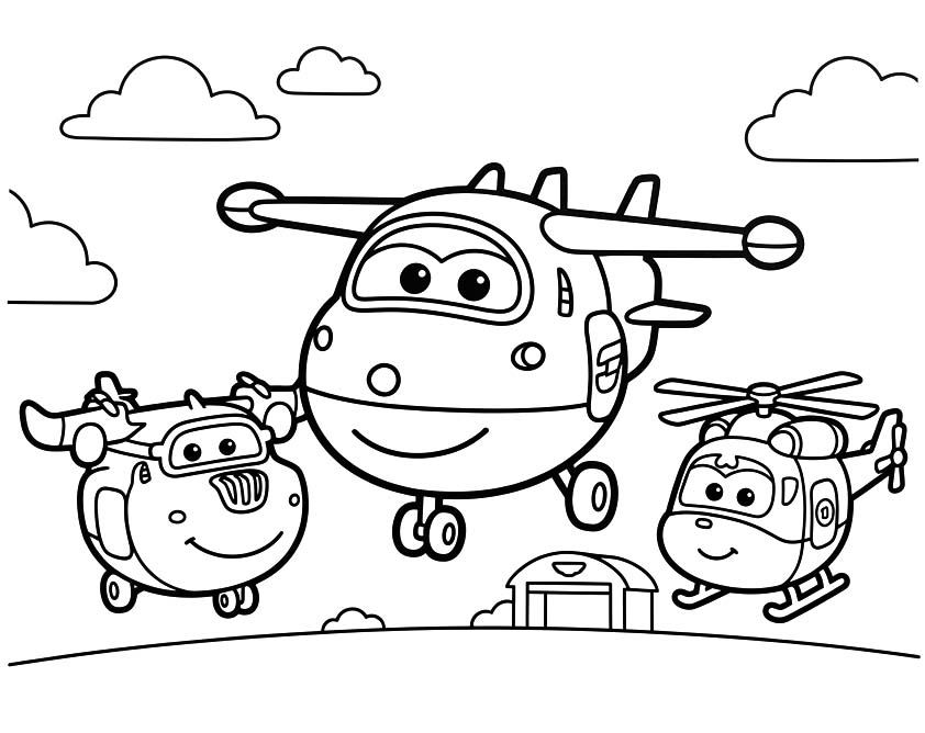 Fise de colorat cu Super Wings imprimabil gratuit simplu